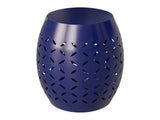 9.4" Steel Patio End Table, Round Hollow Drum Side Table, Accent Table for Indoor and Outdoor, Blue 21472305