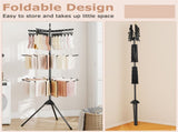3-Tier Foldable Tripod Clothes Drying Rack with 24 Clips & 32 Rods, 70" Space Saving Laundry Dryer 51752244