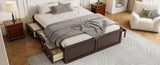 Wood Queen Size Platform Bed Frame with 6 Drawers, Espresso N709P241723P