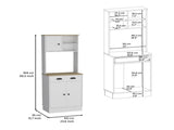 Kitchen Pantry 67" H, Two Cabinets, Three Doors, Two Open Shelves, One Drawer, Microwave Storage B097133171