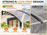 12040 in Transparent Door Awning Canopy, One-Piece PC Sun Panel with Black PP Brackets & Aluminum 48136737