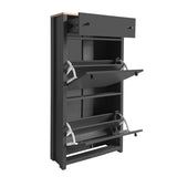 ON-TREND Functional Entryway Organizer with 2 Flip Drawers, Wood Grain Pattern Top Shoe Cabinet with WF308547AAE