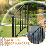 Matte Black Outdoor 2-Step Iron Handrail 50228565