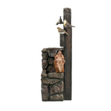 ZUN 15x14.1x26.4" Decorative Two-Tiered Water Fountain Woodland Animal Design, Outdoor Fountain W2078P178885