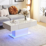 ZUN Modern LED Coffee Table with Drawer and 16 Colors LED Lights, High Glossy Coffee End Table for 62671709