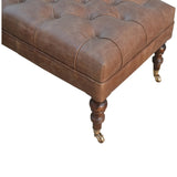 Artisan Furniture Solid Wood Buffalo Leather Ottoman B182P202520