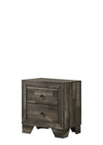 1pc Rustic Two Drawers Storage Nightstand Brown Gray Finish Wooden Bedroom Furniture B011P331889