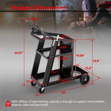 ZUN Welding Cart, 3-Tier Welder Cart Heavy Duty with 400Lbs Static Weight Capacity, 360&deg; Swivel Wheels, W1422P160700