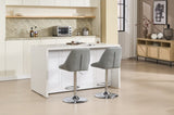 Set of 2 Bar Stools, with Chrome Footrest and Base Swivel Height Adjustable Mechanical Lifting W1249P243518