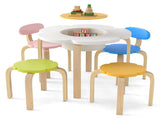 Flower-Shaped Toddler Table Chair Set, Safe Wooden Furniture for Play & Study 36575287