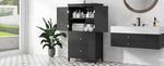 ZUN Bathroom Storage Cabinet, Cabinet with Two Doors and Drawers, Adjustable Shelf, MDF Board, Black N725P188460B