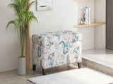 Luxury Storage Ottoman with Floral Patterned Fabric, Soft-Close Hinges, Multi-Functional Footrest & N767P257582M