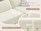 Beige Modular Corduroy Sectional Sofa with Chaise Lounge, All-Foam Deep Seat Couch, Soft Wide-Wale 92259911