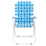 ZUN 2pcs Steel Tube PP Webbing Bearing 120kg Folding Beach Chair Blue& White Strip 18794766