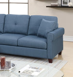 Blue Color Glossy Polyfiber Tufted Cushion Couch Sectional Sofa Chaise Living Room Furniture B01149070