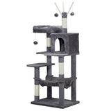 ZUN 57 inch Cat Tree Cat Tower for Indoor Cats, Cat House with Padded Platform Bed, Toy Balls, Large 81517350