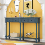 Console Table Sofa Table Easy Assembly with Two Storage Drawers and Bottom Shelf for Living Room, 02754003