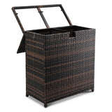 Outdoor Large Wicker Trash Bins, 72 Gallon Hideaway Rattan Trash Cans with Dual Lids for Porch 77993907