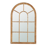 ZUN 34x54.3" Large Arched Accent Mirror with Brown Frame with Decorative Window Look Classic W2078124336