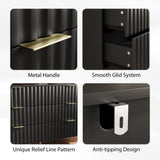 ZUN Black Modern 6 Drawers for Living Room for Hallway with Gold Handles Bedroom Chest of Drawers 07801475