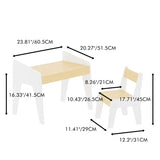 Kids Table Set with One Chair, Wooden Children Study Table, 2-8 Age Kids Funiture , WhiteNatural 21323294