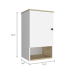 ZUN Medicine Single Door Cabinet 28" H, One Shelf, Two Interior Shelves, Light Oak / White B097133246