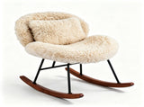 25.59"W x 33.66"D x 29.53"H Indoor Plush Rocking Chair, Soft Fluffy Lounge Rocker with White Metal 00054489