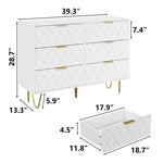 ZUN Modern white 6 Drawers for Bedroom,small size Wooden drawers with Gold Handles, Chest Dresser with W1706P189829