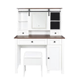 ZUN Farmhouse Makeup Vanity with Mirror Lights,41.73" Wide Vanity Desk ,Vanity Table with 4 Drawers 33270674