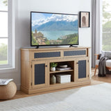 Embossed Pattern TV Stand, TV and Media Console with Open and Closed Storage Space and sliding door W1758P231685