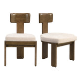 Upholstered Dining Chairs Set of 2, Fabric Side Chairs with Beige Seating Light Brown Solid Rubber N779P236964A
