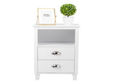 40*30*63cm Simple And Modern White Cabinet, MDF Spray Paint, High Legs, Two Drawers, Bedside Table 93586563