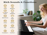 88-Key Semi-Weighted Foldable Digital Piano, 128.2722.865.08 cm Light-Up Keys Keyboard with 3 15404753