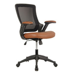 ZUN Mid-Back Mesh Task Office Chair with Height Adjustable Arms, Brown 61440743