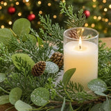 2PCS Set Christmas Wreath Eucalyptus Candle Rings 14.2in Green Artificial plants Home Door Decor 64144945