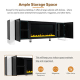 ON-TREND Modern TV Stand 34.2" Non-heating Electric Fireplace, High Gloss Entertainment Center 85586042