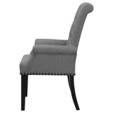 Grey Tufted Arm Chairs with Nailhead Trim B062P145443