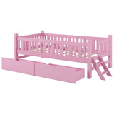 Wood Twin Size Platform Bed with Guardrail and 2 Drawers, Pink 58316824