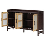 TREXM Rustic Sideboard with Decorative Rattan Doors and Adjustable Shelves for Entryway, Dining N715P203848D