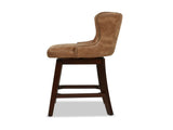 Holmes Tufted High-Back 360 Swivel Counter-Height Barstool, Tan Brown Faux Leather B2719P238380