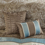Jacquard 7 Piece Comforter Set Blue Queen B03596988