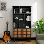 ZUN Bookcase with Cabinet, Bookshelf with Doors, Black&Honey W965P179467