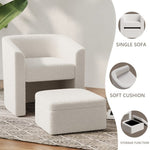 ZUN Accent chair white sofa chair one set, modern living room side chair, single sofa chair, footstool W1727P240730