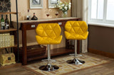 Glasgow Contemporary Tufted Adjustable Height Hidraulic Bar Stools, Set of 2, Yellow T2574P164869