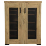 Golden Oak and Black Mesh Door Accent Cabinet B062P145428
