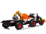 24V Kids Ride-On Electric Tractor Toy with 4-in-1 Construction Attachments W1578P294833