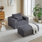 62.5-Inch Corduroy Sponge Sofa Lounge Chair with Removable footrest,No Assembly Required,Fluffy W834P206049