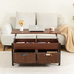ZUN Metal coffee table,desk,with a lifting table,and hidden storage space.There were two removable 88018083
