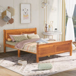 ZUN Queen Size Wood Platform Bed with Headboard and Wooden Slat Support 18391919