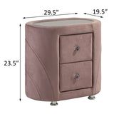 ZUN Pink Upholstered 2-drawer Nightstand B062P189075